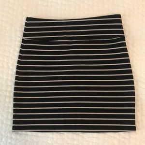 Black and white striped mini skirt